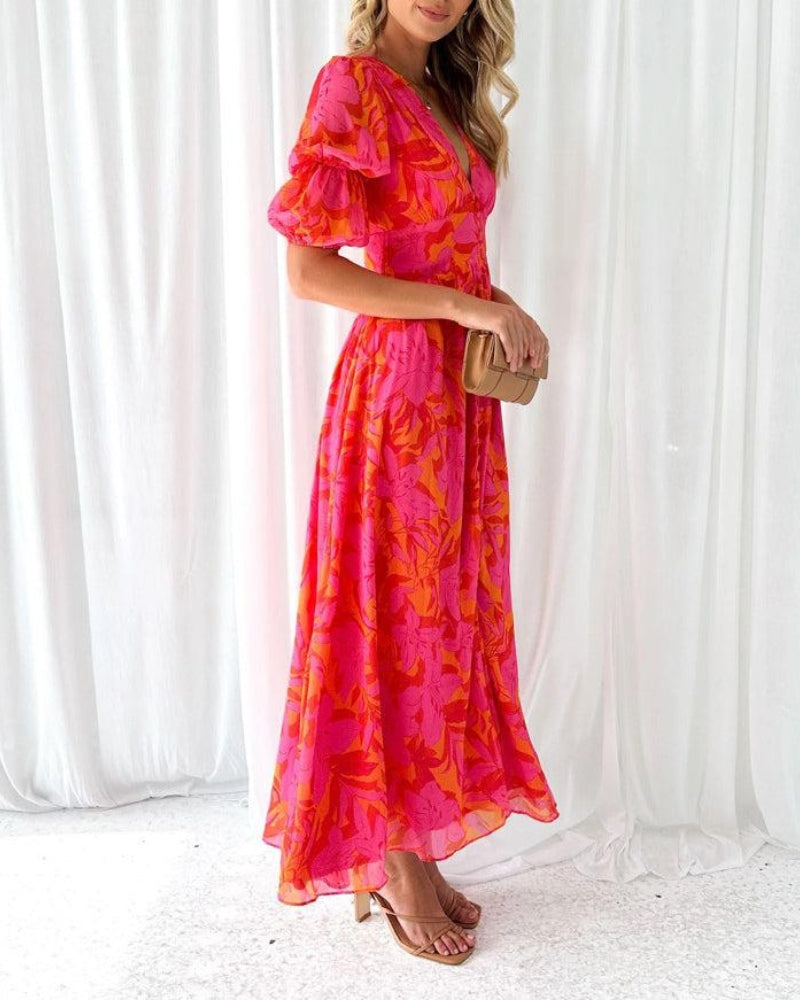 DERANA - MAXI DRESS IN ROSE RED