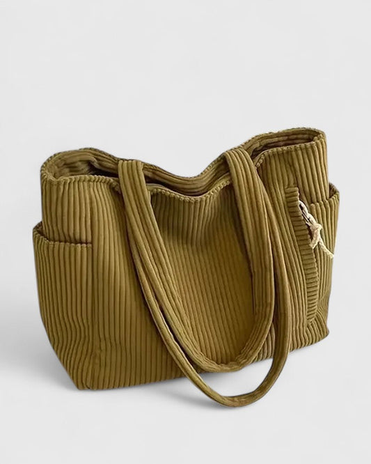 Liorane | Luxurious Ribbed Tote Bag With Cord Detail